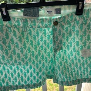 Green and white old navy shorts with seahorse designs size 16 women’s